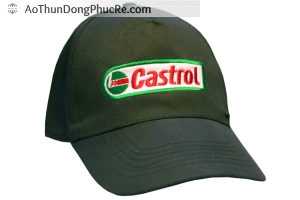 Nón kết đồng phục quảng cáo màu xanh logo thêu Castrol