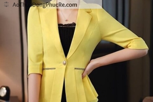 Đồng phục áo vest nữ màu vàng chanh