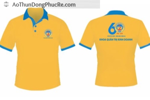 Áo thun đồng phục quảng cáo cổ trụ tay ngắn phối màu vàng xanh