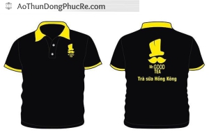 Áo thun đồng phục cá sấu tay ngắn màu đen viền vàng có logo