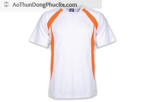 Đồng phục áo thun thể thao tay ngắn cổ tròn phối màu trắng cam