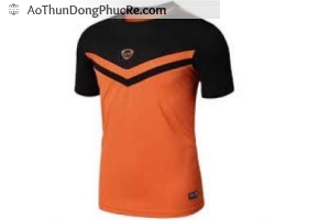 Đồng phục áo thun thể thao nam tay ngắn cổ tròn phối màu cam đen