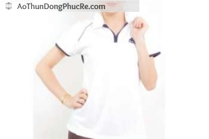 Áo thun đồng phục thể thao nữ tay ngắn cổ trụ màu trắng viền nâu