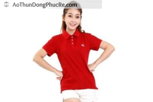 Áo thun đồng phục thể thao nữ tay ngắn cổ trụ màu đỏ