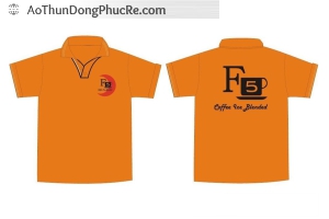 Mẫu áo thun đồng phục polo màu cam in thêu logo